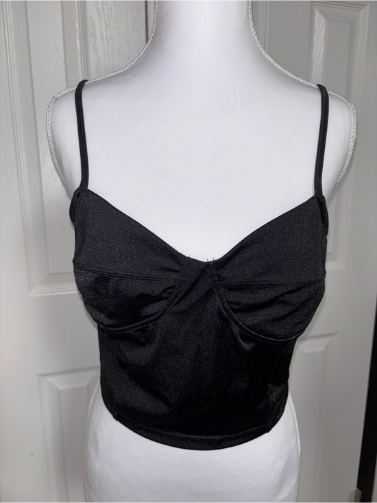 Tops - Black Spaghetti Strap Bustier Crop Top